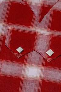 Men's Red and White Shadow Plaid Short Sleeve Western Shirt by Rockmount Ranch Wear with sawtooth pocket