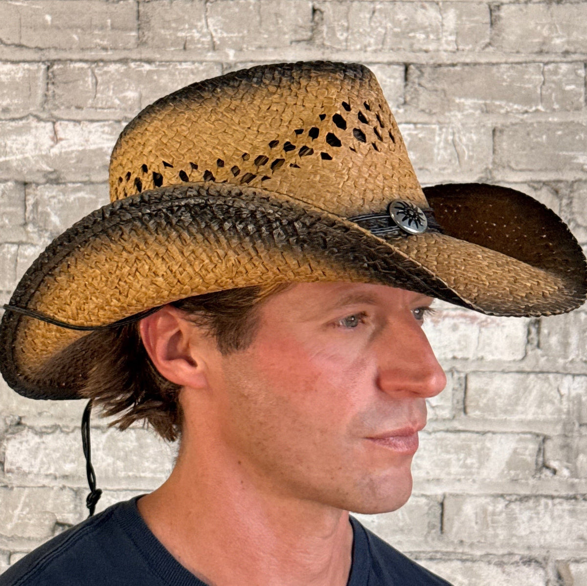 Raffia Straw 2-Tone Front Pinch Crease Western Hat