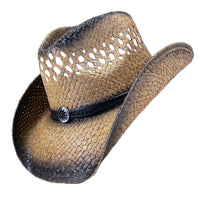 Raffia Straw 2-Tone Pinch Crease Western Hat - Rockmount