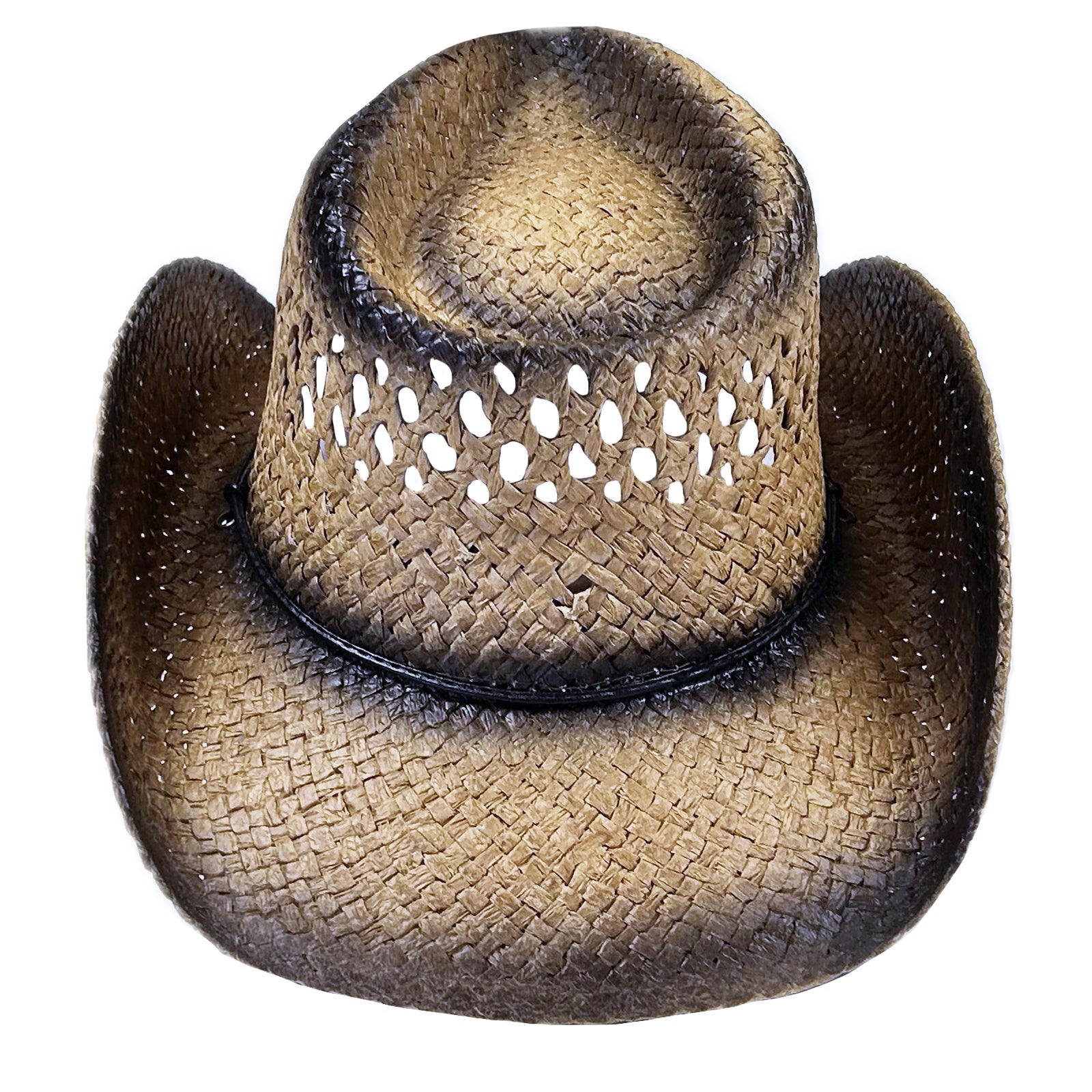 Raffia Straw 2-Tone Pinch Crease Western Hat - Rockmount