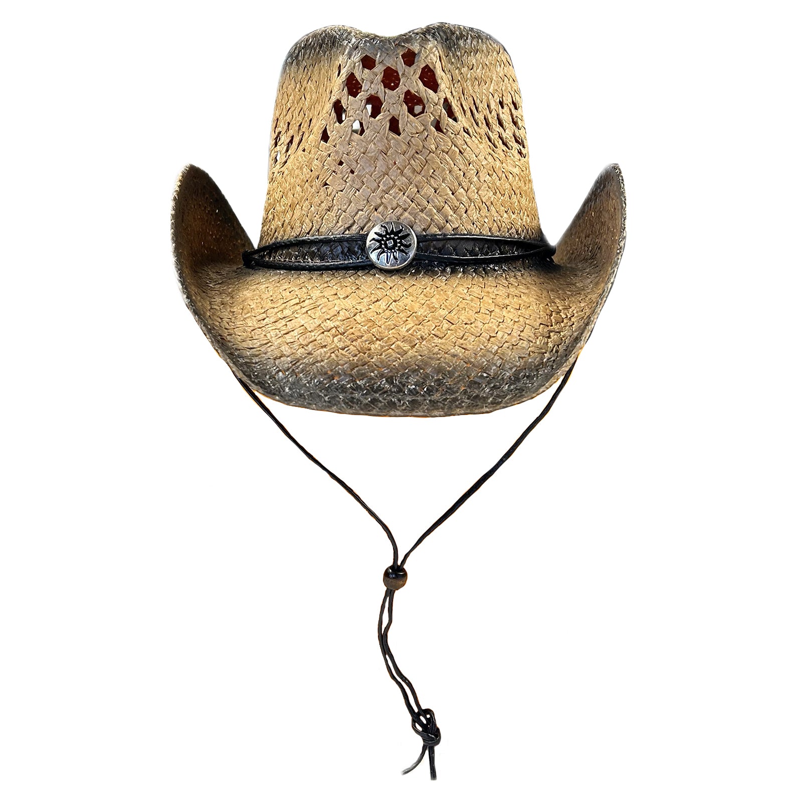 Raffia Straw 2-Tone Pinch Crease Western Hat - Rockmount
