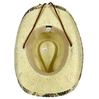 Floral Print Straw Western Hat with Chin Cord - Rockmount
