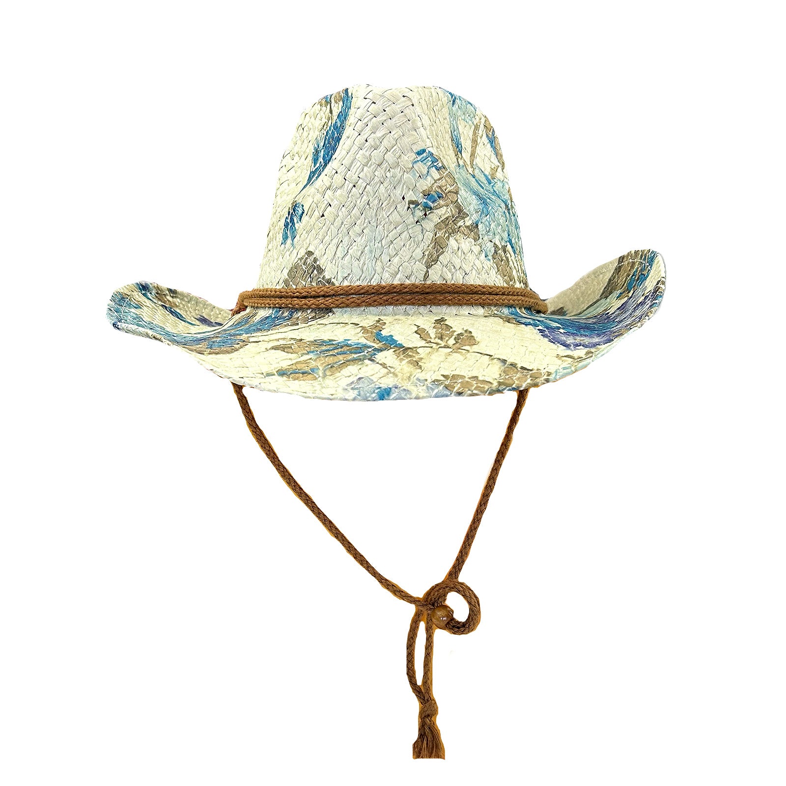 Floral Violet & Green Print Straw Western Hat - Rockmount
