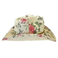 Floral Red & Green Print Straw Western Hat - Rockmount