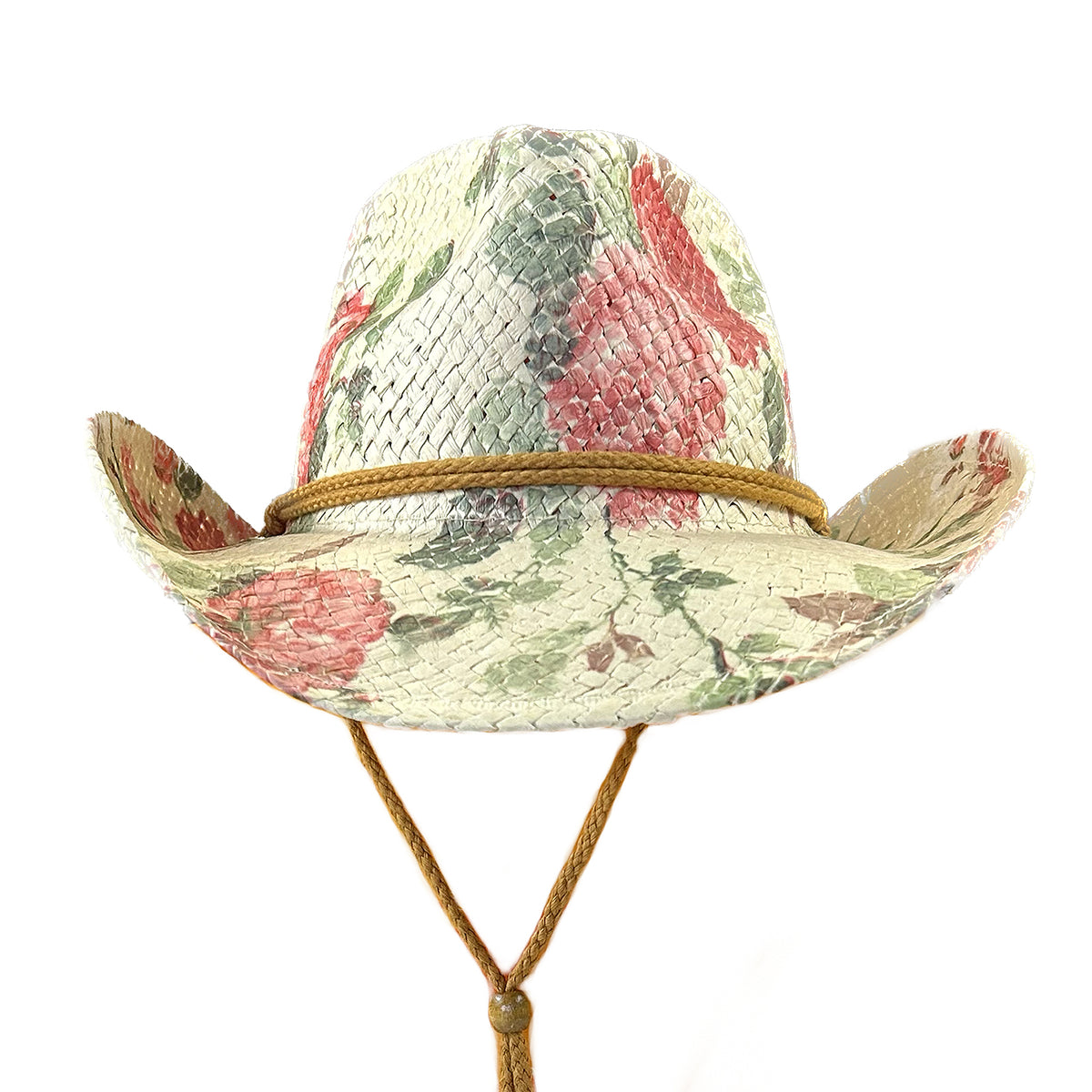 Floral Red & Green Print Straw Western Hat - Rockmount