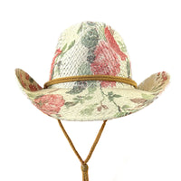 Floral Red & Green Print Straw Western Hat - Rockmount