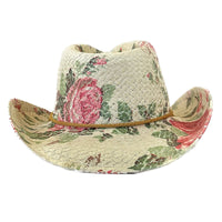 Floral Red & Green Print Straw Western Hat - Rockmount