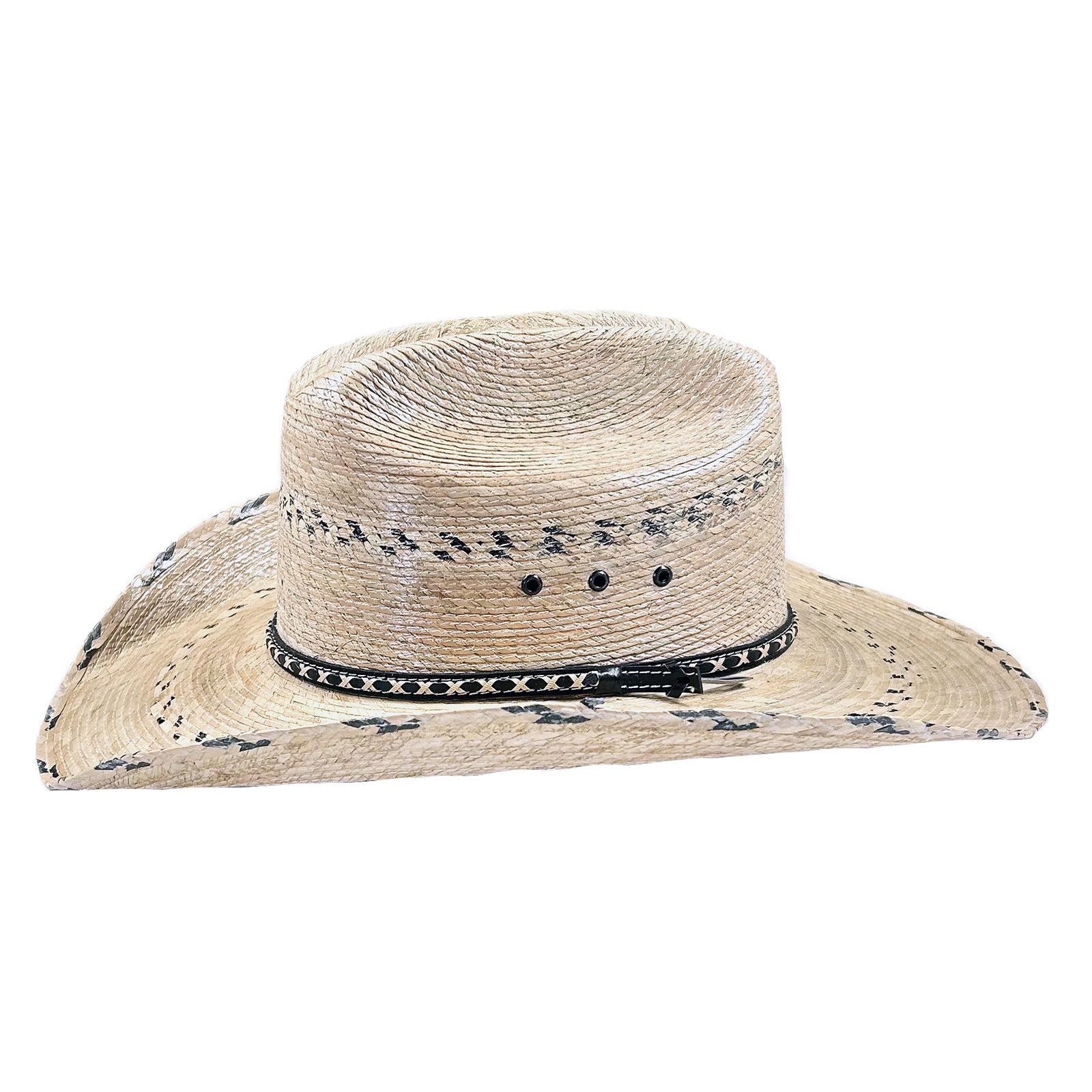 Premium Palm Straw Cattleman Cowboy Hat with Chin Cord - Rockmount