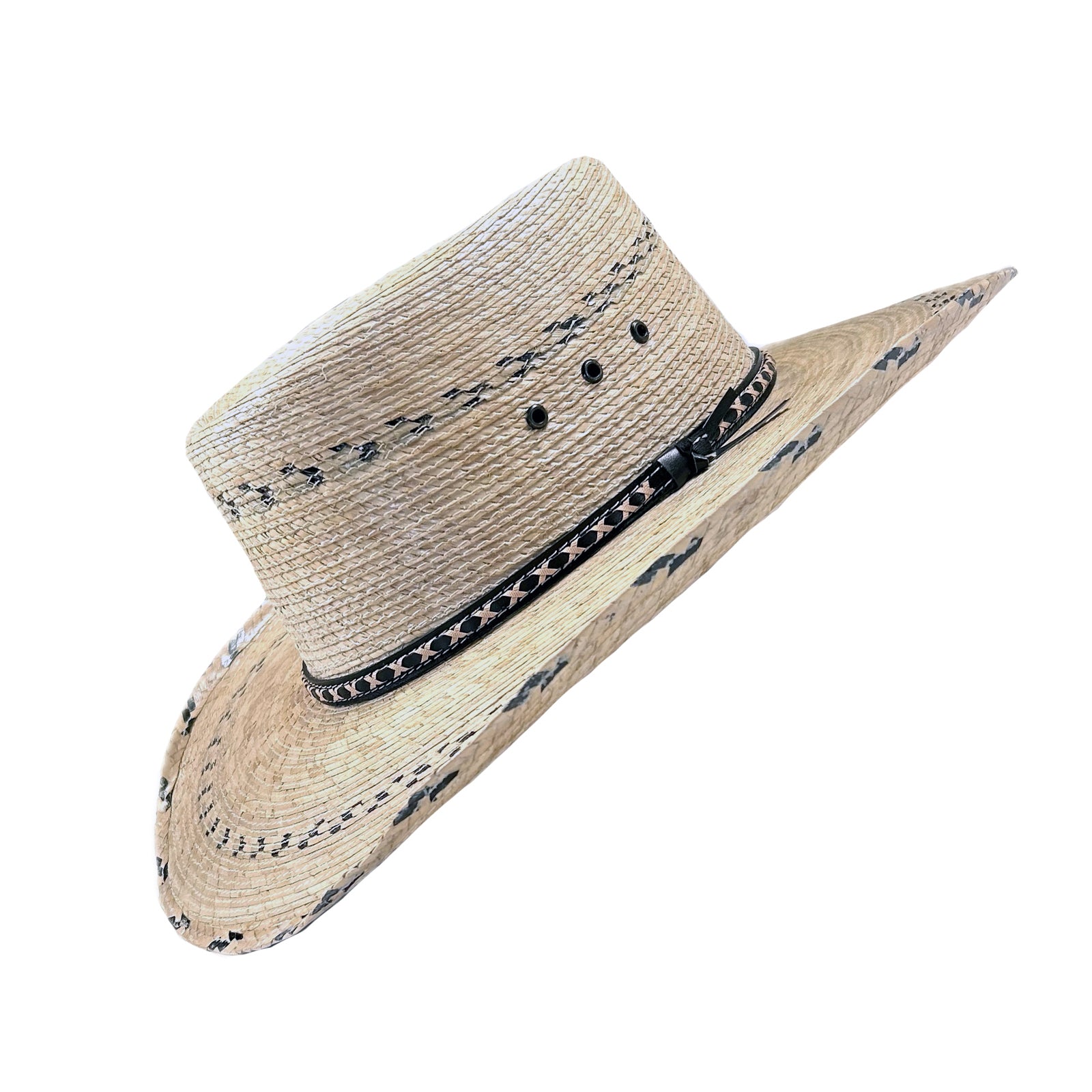 Premium Palm Straw Oval Crown Western Hat with Chin Cord - Rockmount