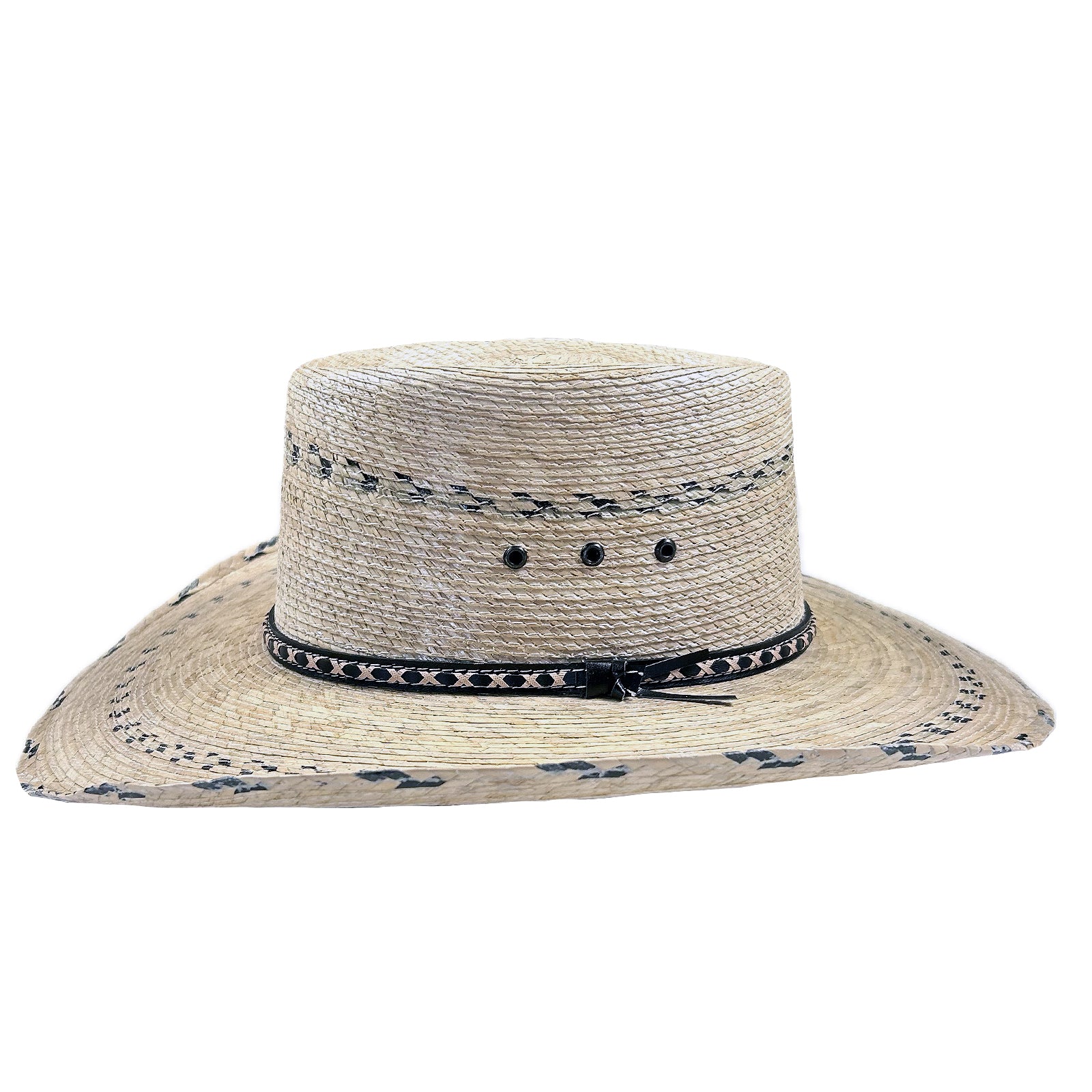 Premium Palm Straw Oval Crown Western Hat with Chin Cord - Rockmount