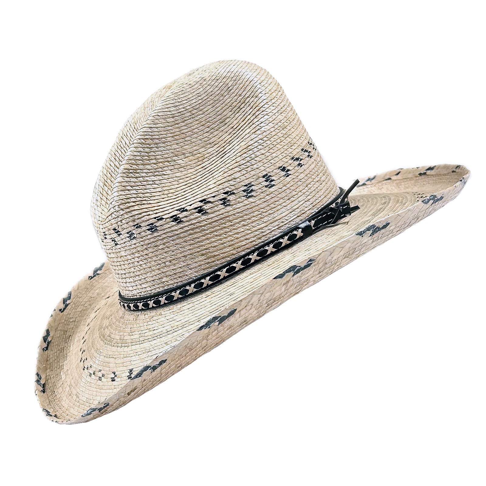 Premium Palm Straw Cowboy Hat with Gus Stripe - Rockmount