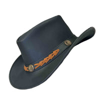 Black Leather Western Hat with Laced Leather Concho Hatband - Rockmount