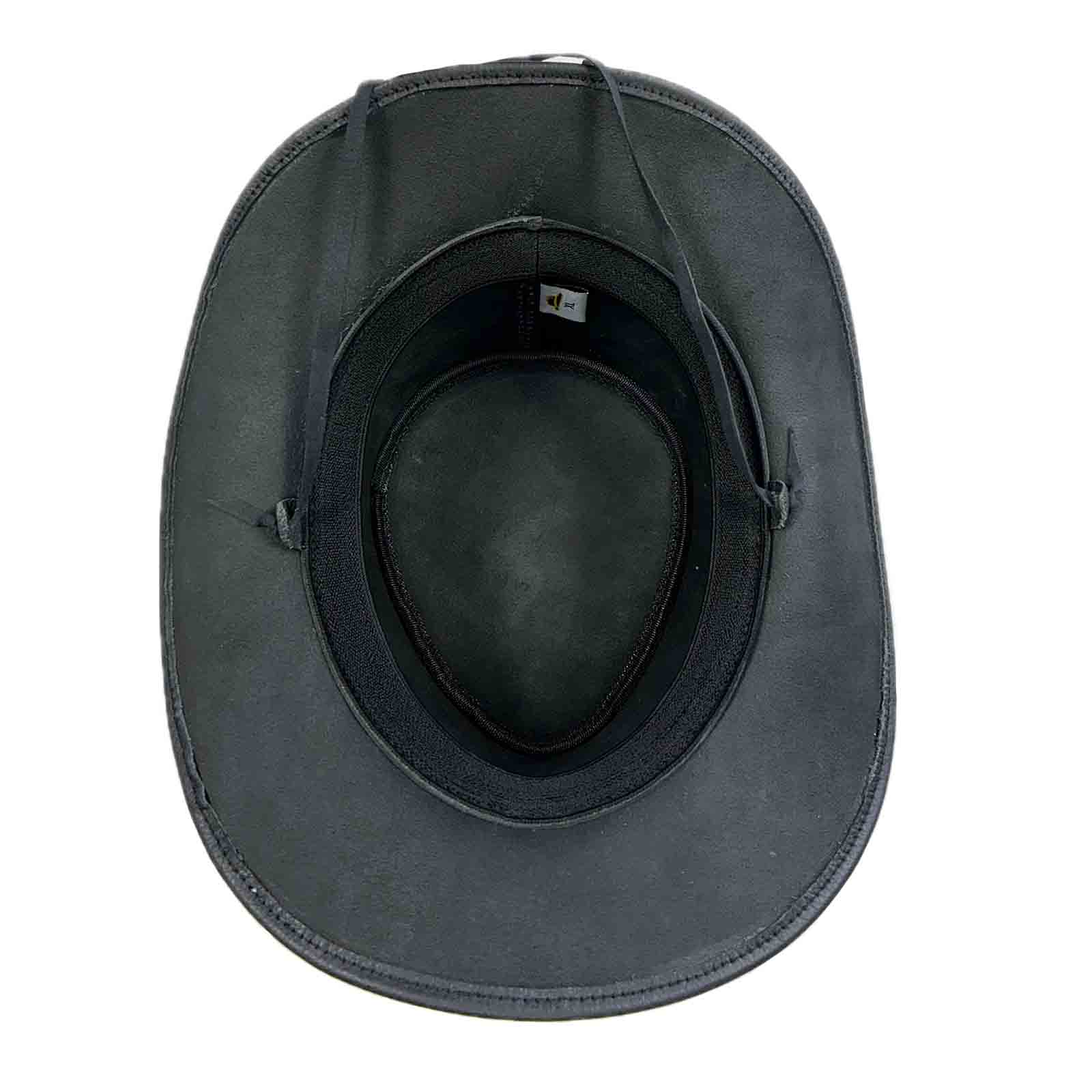 Black Leather Western Hat with Laced Leather Concho Hatband - Rockmount