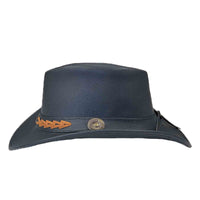 Black Leather Western Hat with Laced Leather Concho Hatband - Rockmount