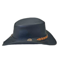 Black Leather Western Hat with Laced Leather Concho Hatband - Rockmount
