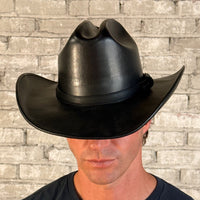 Full Grain Leather Hat in Cattleman Black