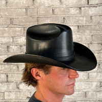 Full Grain Leather Hat in Cattleman Black