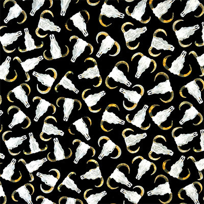 Steer Skull Western Cotton Bandana in Black