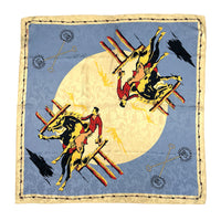Vintage Rockmount Ranch Wear Bronc Silk Scarf in Blue - Rockmount