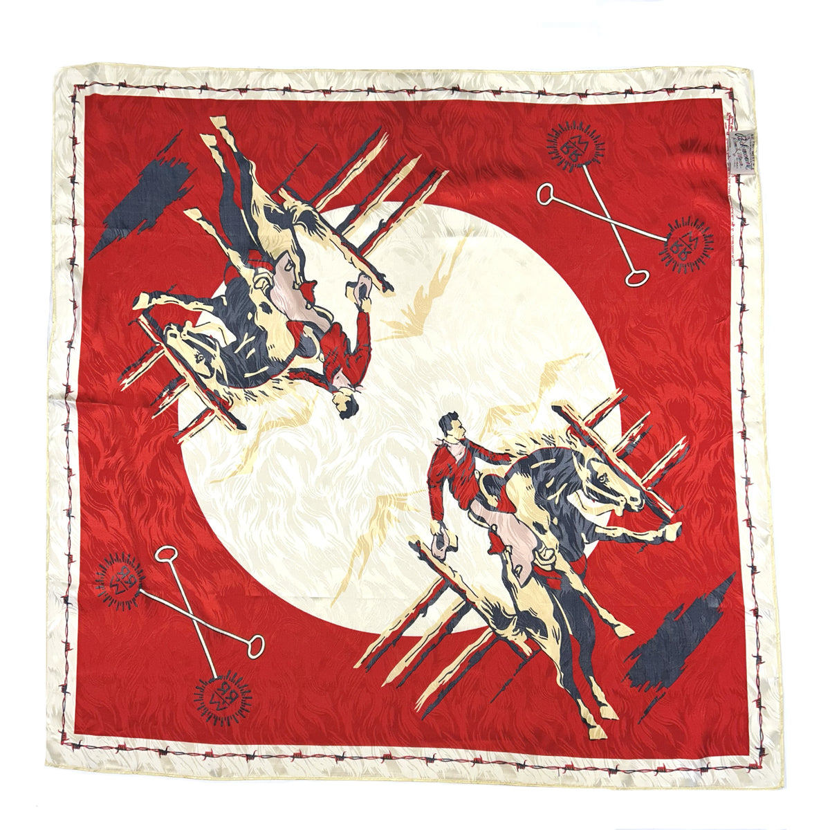 Vintage Rockmount Ranch Wear Bronc Silk Scarf in Red - Rockmount