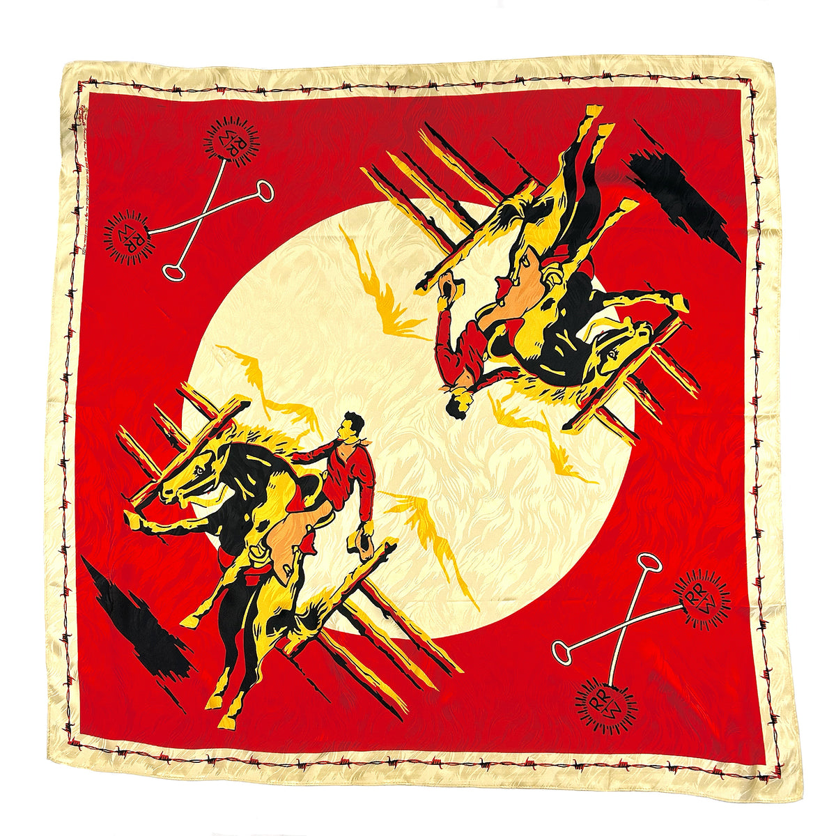 Vintage Rockmount Ranch Wear Bronc Silk Scarf in Red - Rockmount