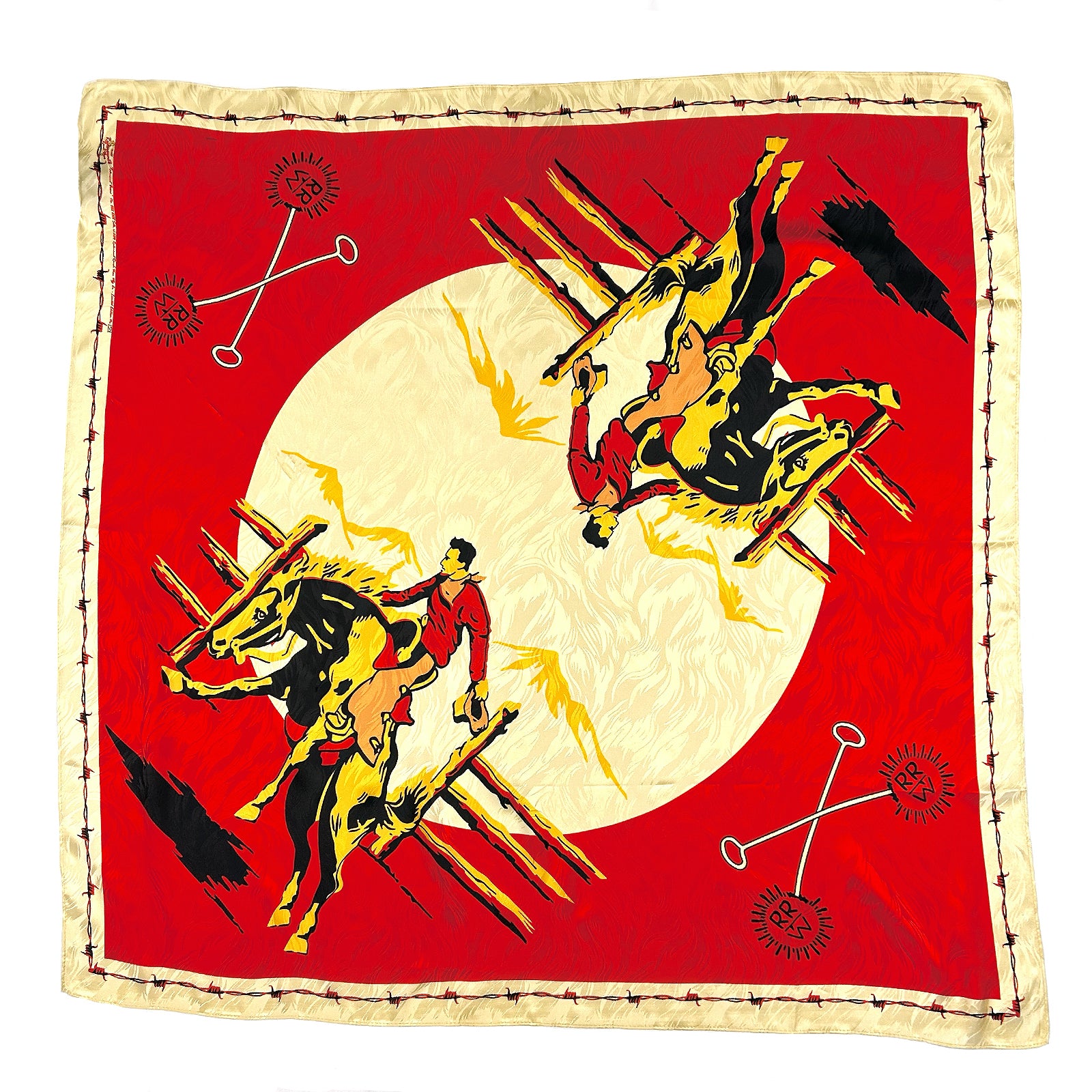 Vintage Rockmount Ranch Wear Bronc Silk Scarf in Red - Rockmount