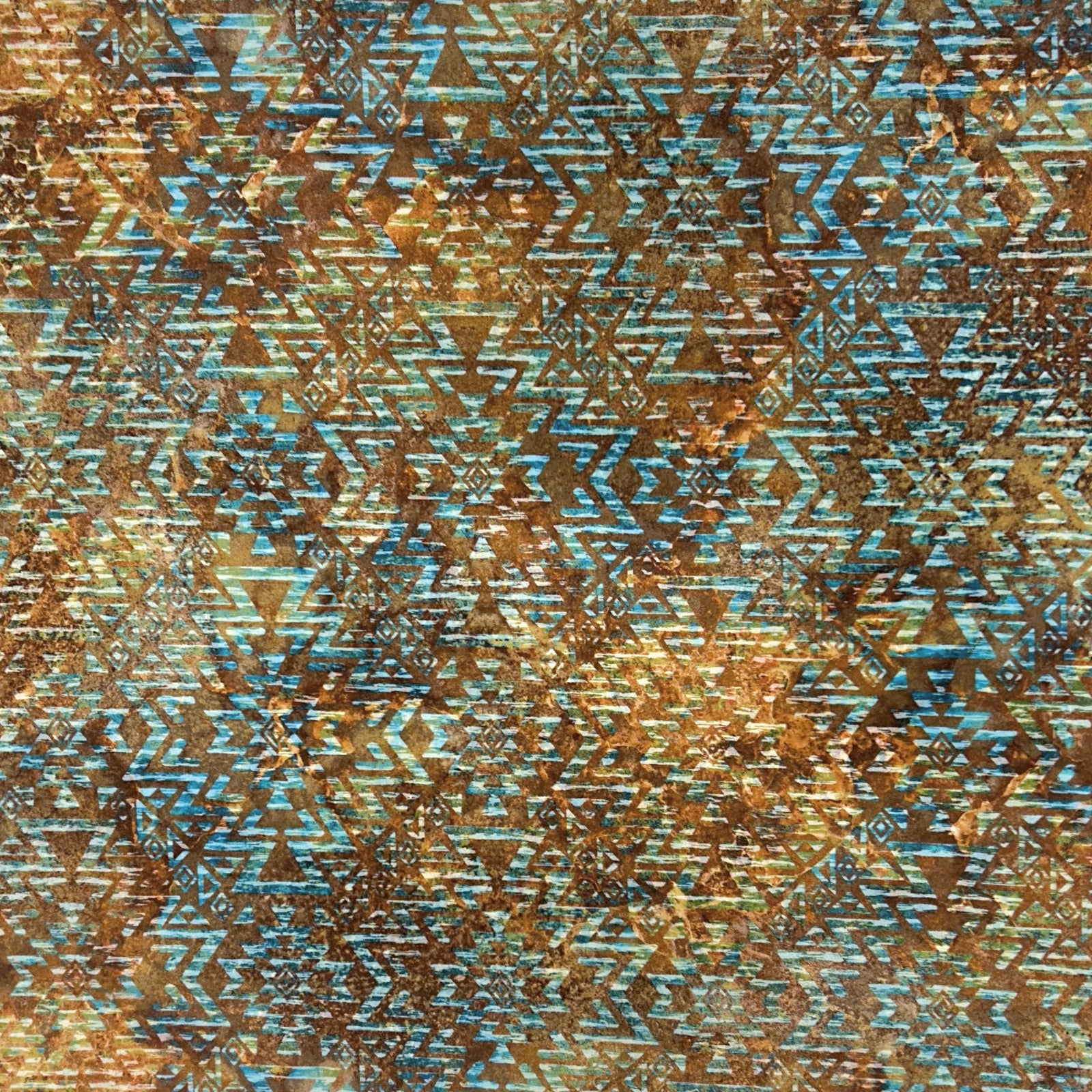 Brown & Turquoise Native Pattern Western Cotton Bandana
