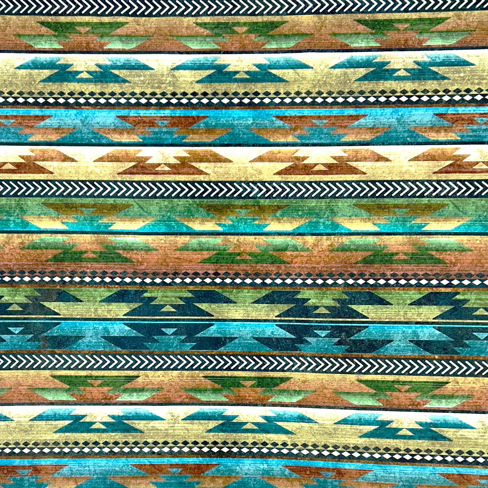Green & Turquoise Native Pattern Western Bandana - Rockmount