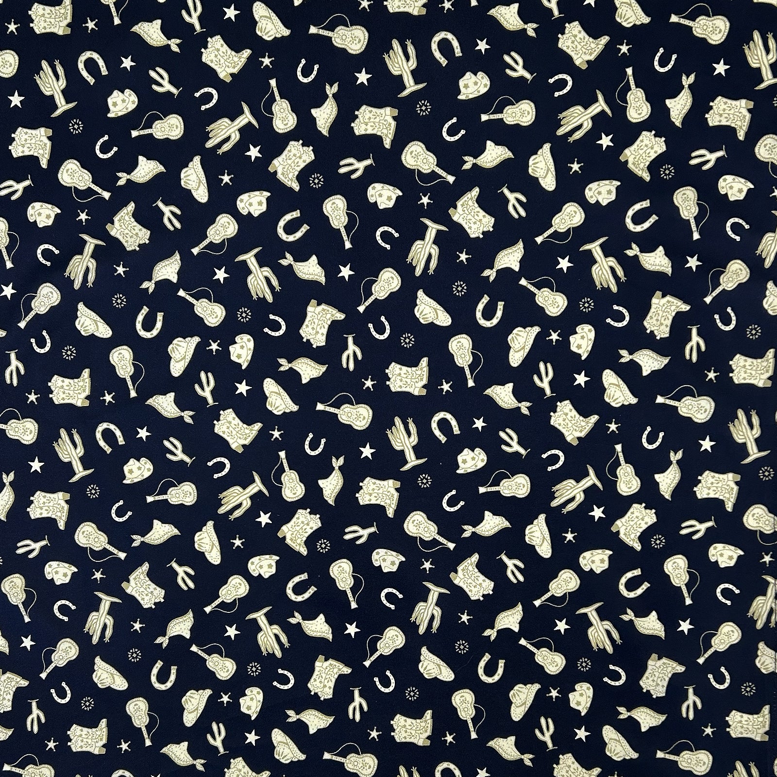Guitars, Hats & Horseshoes Blue Western Cotton Bandana