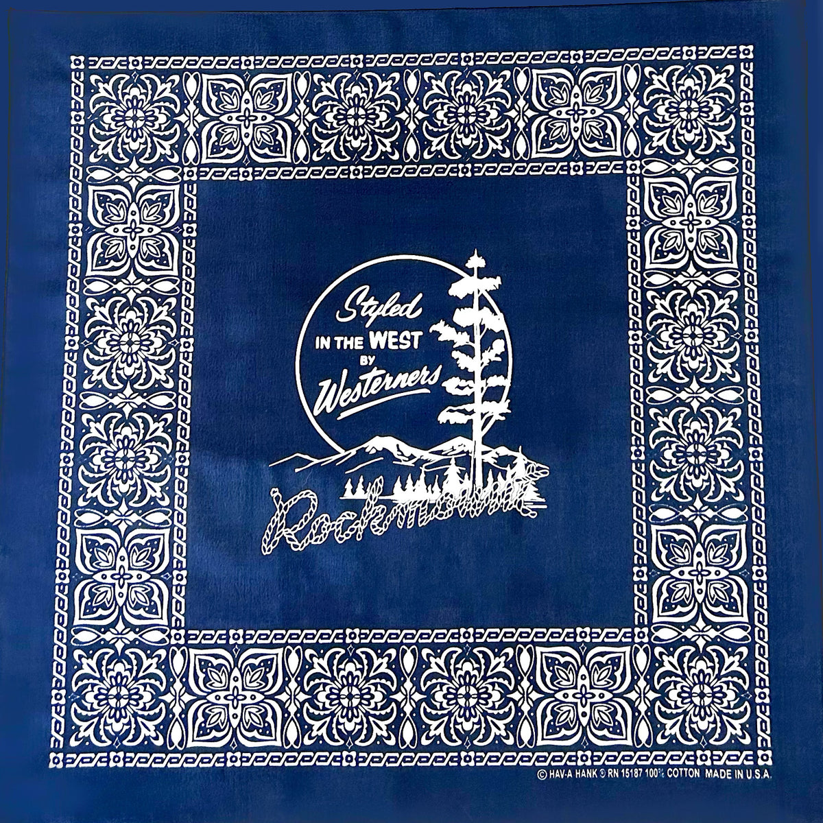 Rockmount Styled in the West Cotton Western Bandana in Navy - Rockmount