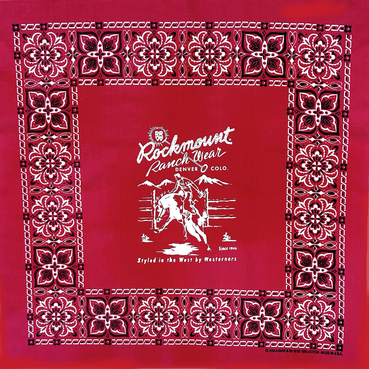Rockmount Bronc Western Cotton Bandana in Red - Rockmount