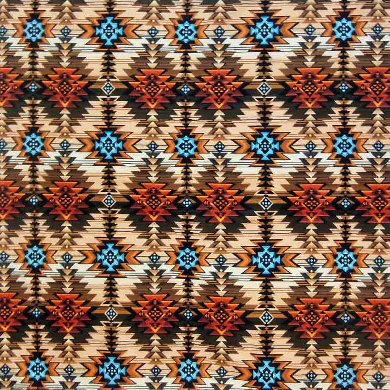 Native American Inspired Print Western Cotton Bandana in Brown & Rust