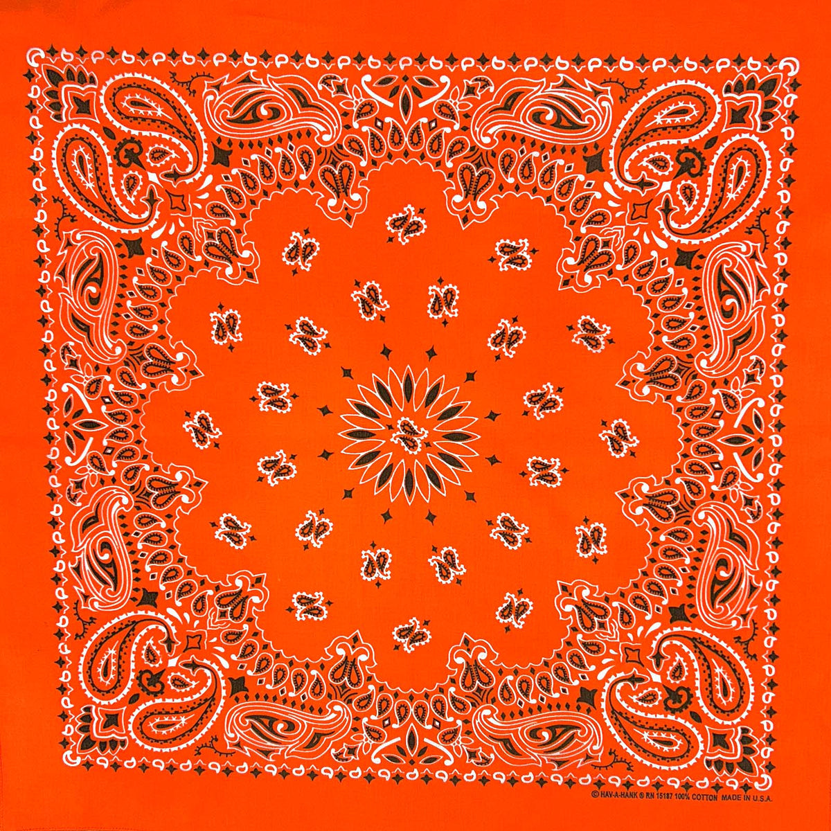 Paisley Western Cotton Bandana in Orange - Rockmount