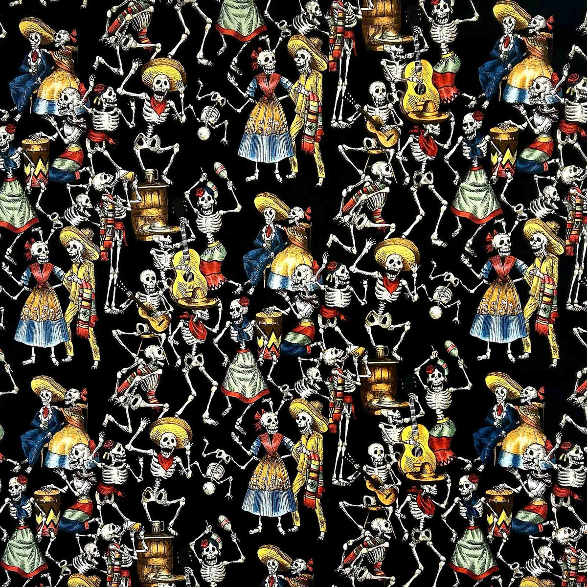Day of the Dead Western Cotton Bandana in Black - Rockmount