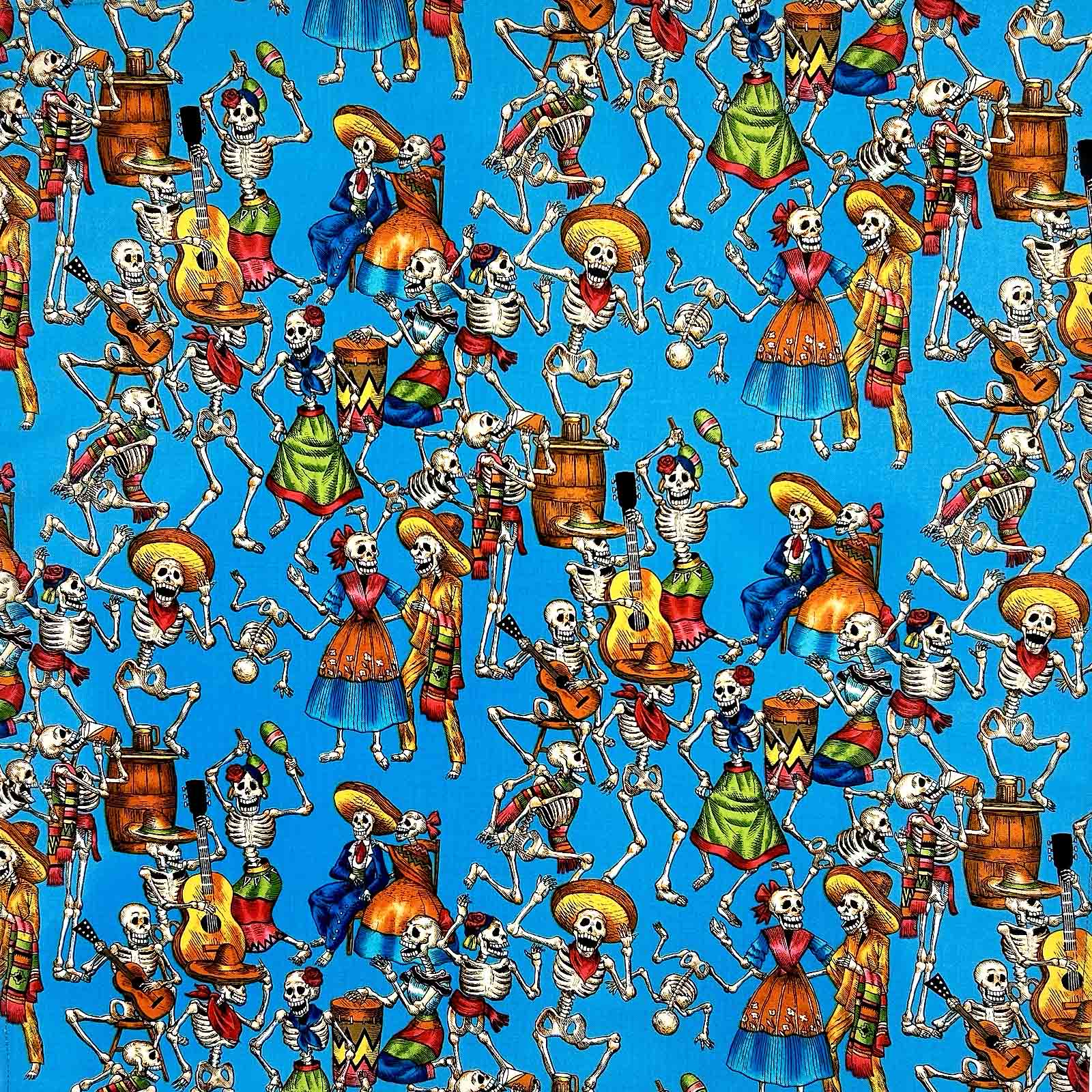 Day of the Dead Western Cotton Bandana in Turquoise - Rockmount