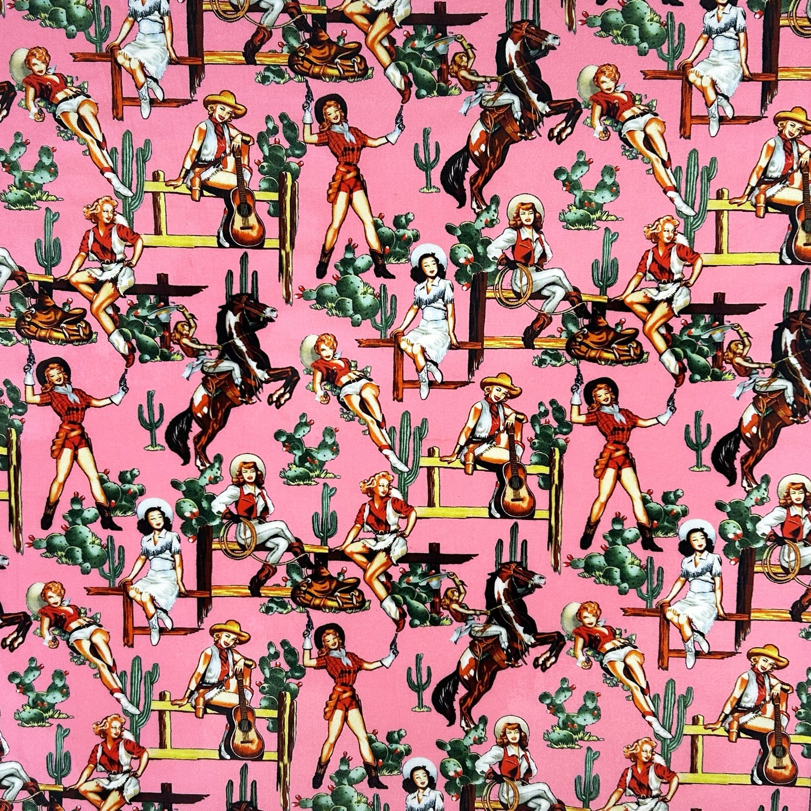 Vintage Cowgirl Western Cotton Bandana in Pink - Rockmount