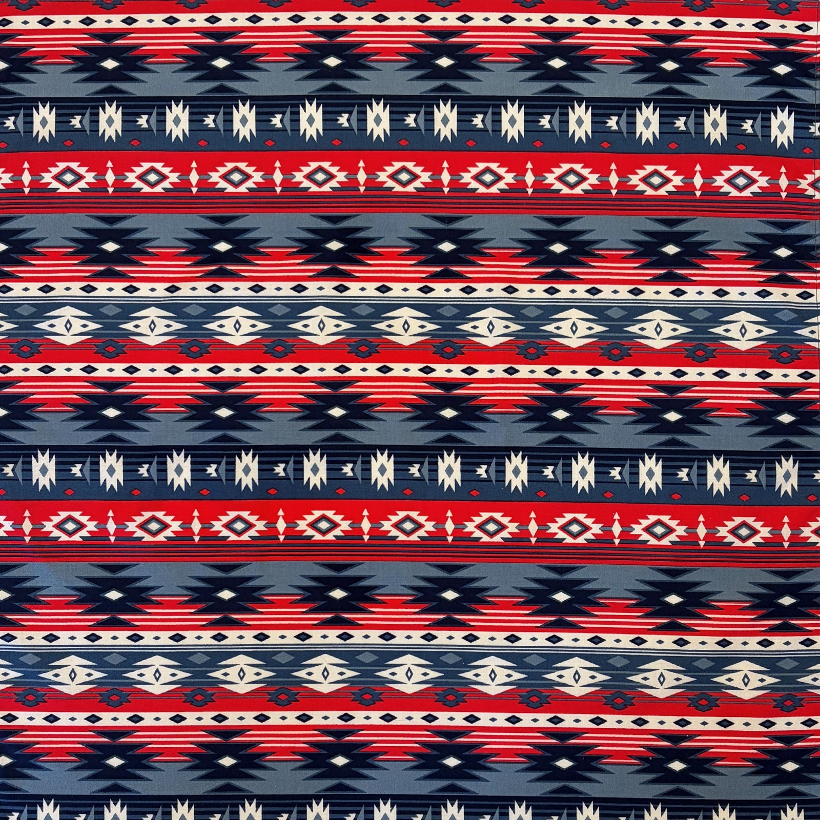 Native American Inspired Print Western Cotton Bandana in Blue & Red - Rockmount
