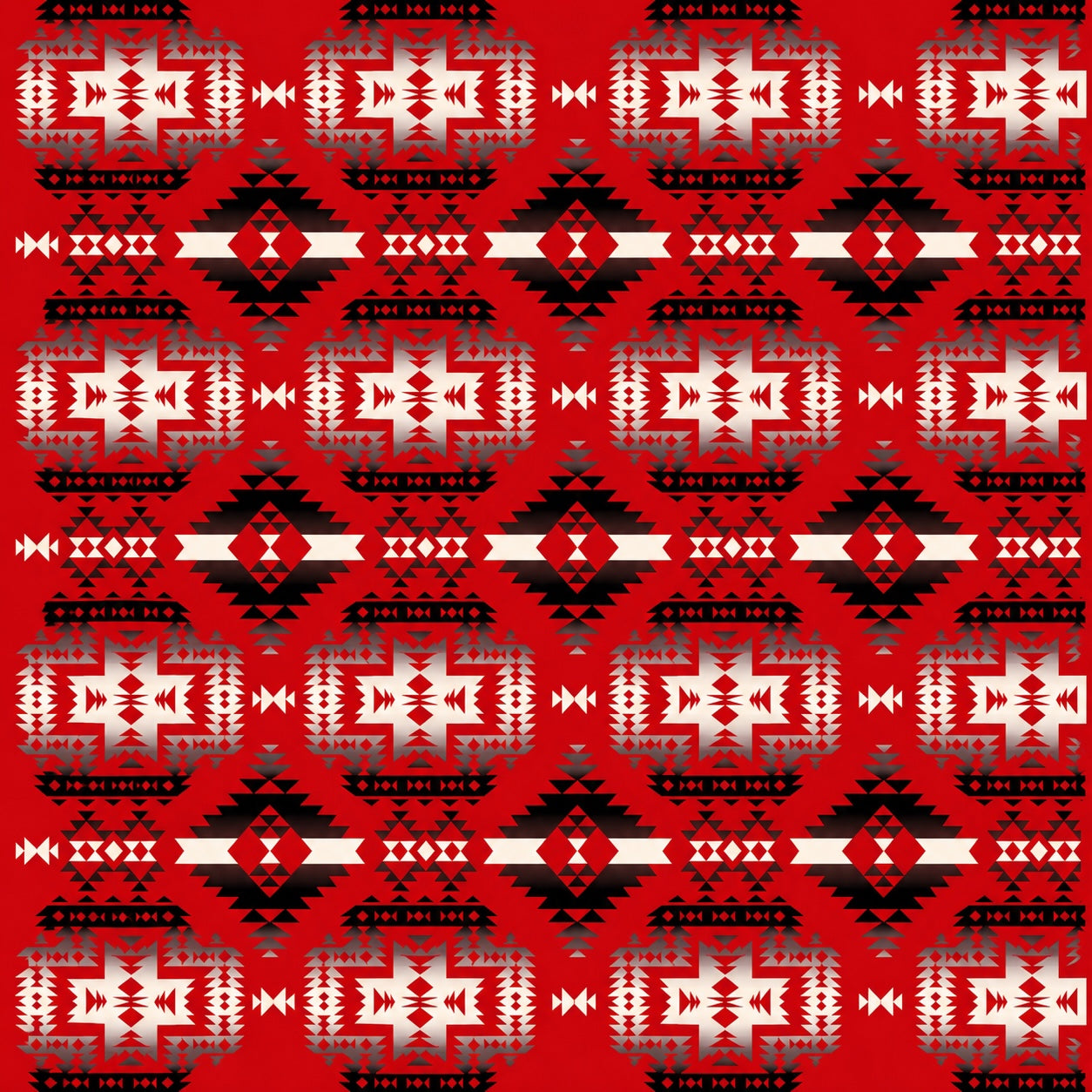 Native American Inspired Print Cotton Bandana in Red