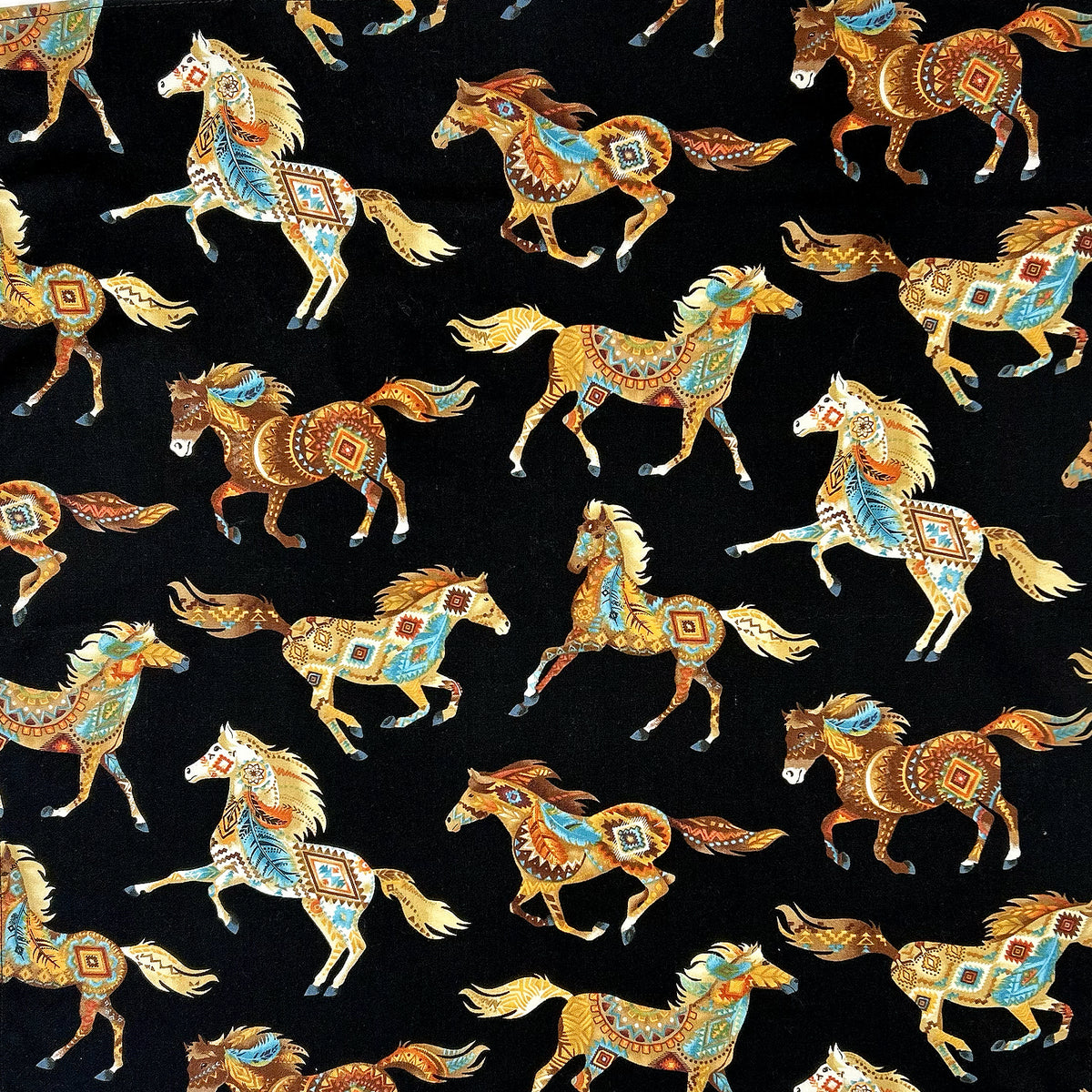 Black Painted Horses Western Cotton Bandana - Rockmount