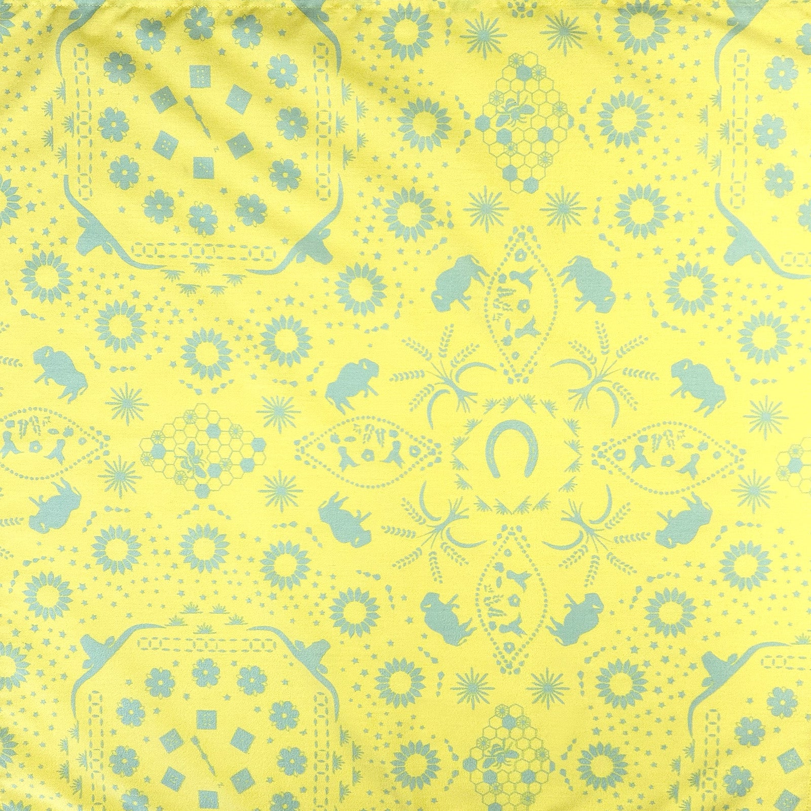 Bison Print Western Bandana in Yellow