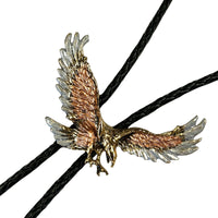 Silver & Gold Flying Eagle Western Bolo Tie - Rockmount