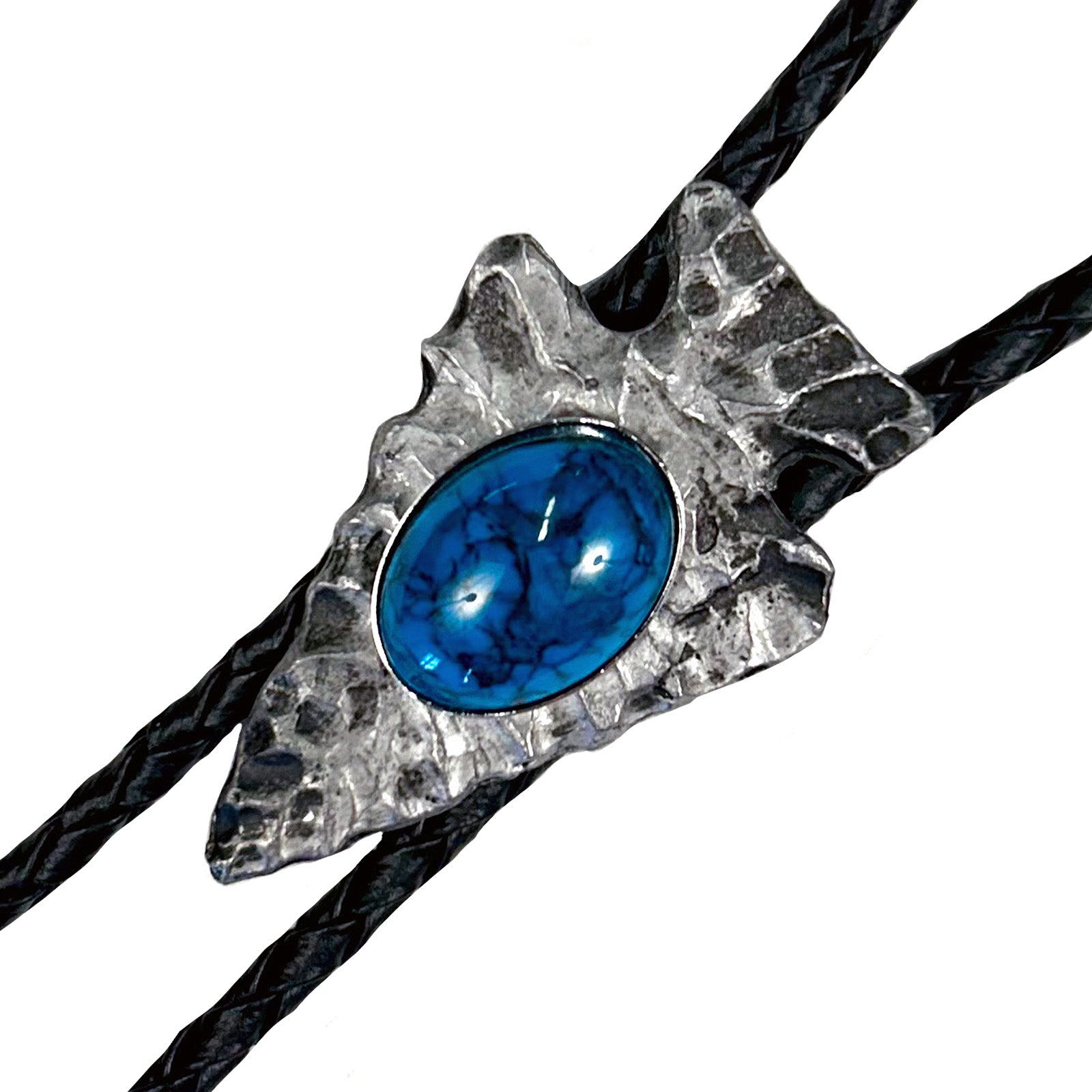 Silver Arrowhead with Turquoise Inlay Western Bolo Tie - Rockmount