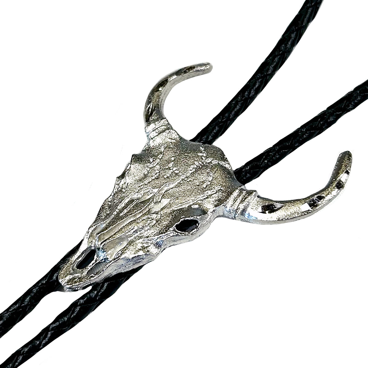 Silver Bison Skull Western Bolo Tie - Rockmount