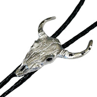 Silver Bison Skull Western Bolo Tie - Rockmount