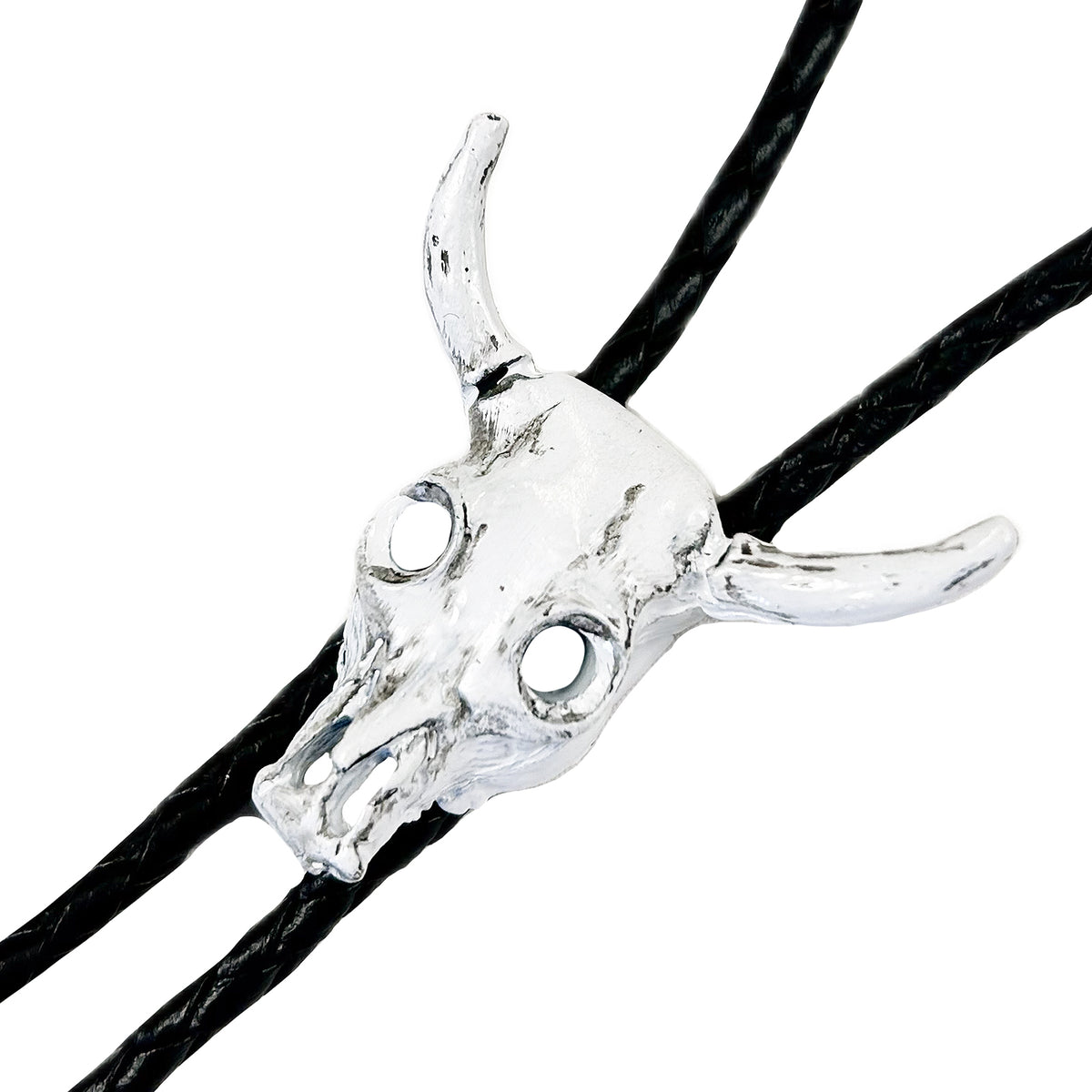 Ivory White Steer Skull Western Bolo Tie - Rockmount