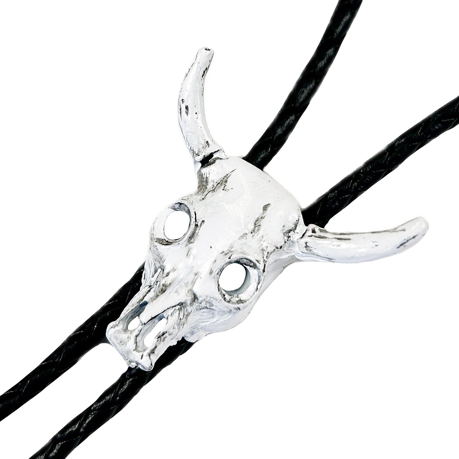 Ivory White Steer Skull Western Bolo Tie - Rockmount