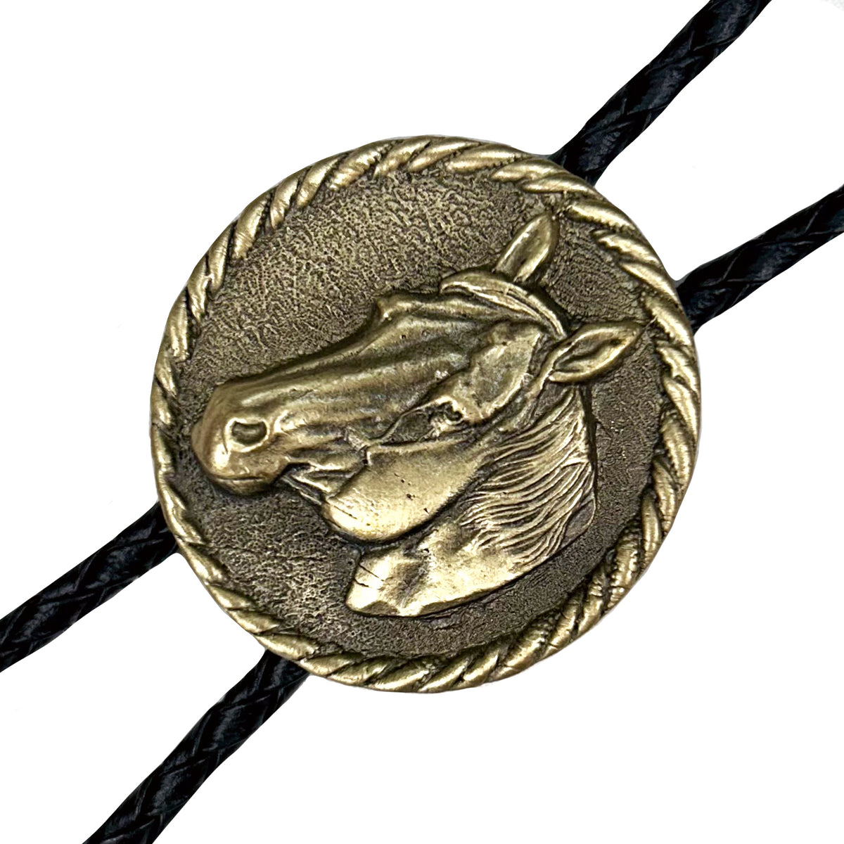 Brass Horsehead Western Bolo Tie - Rockmount