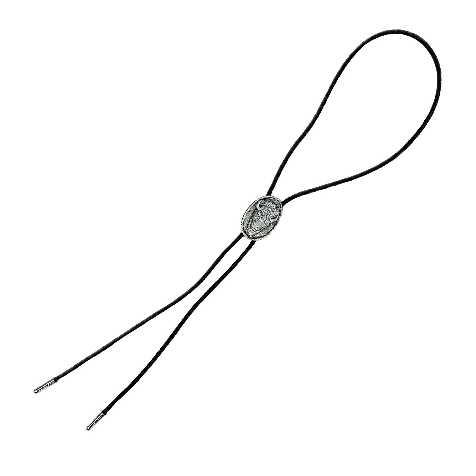Oval Buffalo Head Western Bolo Tie in Pewter - Rockmount