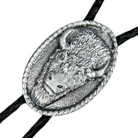 Oval Buffalo Head Western Bolo Tie in Pewter - Rockmount