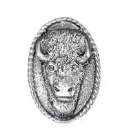Oval Buffalo Head Western Bolo Tie in Pewter - Rockmount